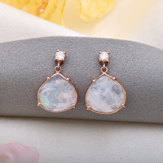 The Rose Quartz Silver Gemstone Earrings — KO Jewellery